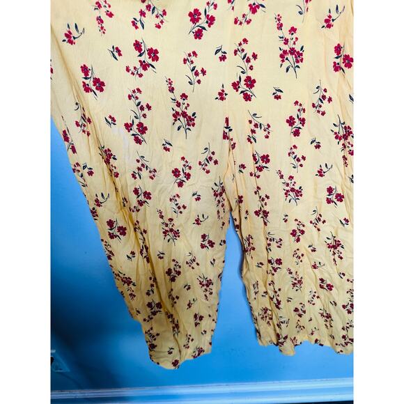 THAKOON Yellow Floral Sleeveless  Back Button Closure Wide Leg Jumpsuit Size 6 - Picture 10 of 16